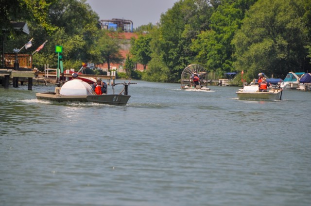 Preparing to spray for hydrilla