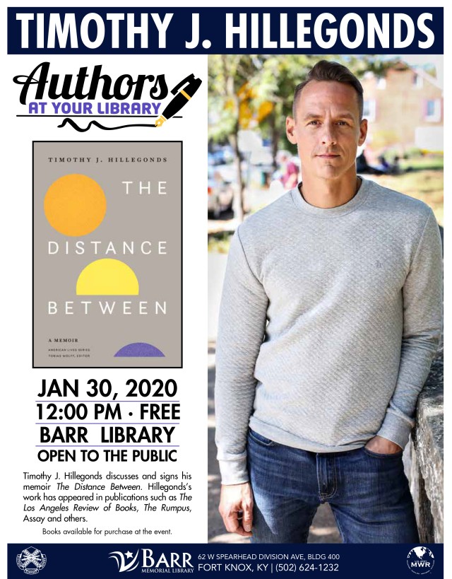 Author Timothy Hillegonds to sign copies of his memoir 'The Distance Between' at Barr Jan. 30