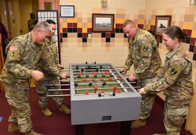 Playing foosball