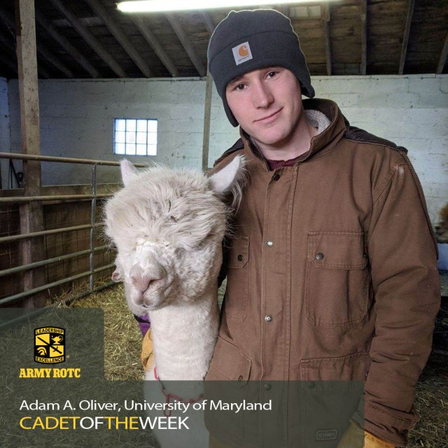 Cadet Oliver with an alpaca
