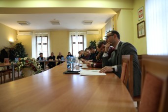 ZAGAN, Poland-- Soldiers with the 418th Civil Affairs Battalion, 308th Civil Affairs Brigade, 353rd Civil Affairs Command, met with local civic leaders to discuss Defender 20 and the impact of the exercise on the local communities in Zagan, Poland on...