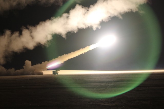 U.S, Kuwait artillery light up the night sky