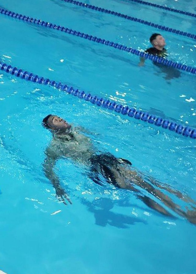 Fort Lee Soldier swims at Hopewell Pool