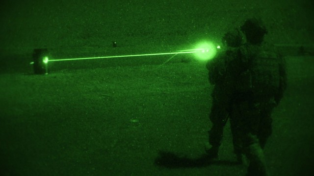 A U.S. soldier with the 1st Battalion, 5th Infantry Regiment, 1st Brigade Combat Team, 25th Infantry Division fires an M249 light machine gun during a live-fire exercise at Al Asad Air Base, Iraq, Feb. 5, 2020. These drills are used to enhance...
