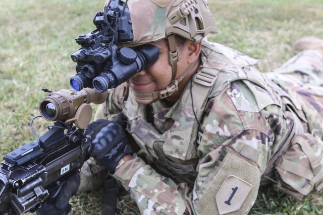 Soldiers from the 2nd Armored Brigade Combat Team, 1st Infantry Division, are the first to receive the Enhanced Night Vision Goggle – Binocular and the Family of Weapon Sights – Individual. The “Dagger” brigade received and fielded the new equipment Sept. 23 to 26. The ENVG-B and FWS-I give Soldiers the ability to see through fog, dust, and smoke. The devices increase the warfighters lethality, mobility, and situational awareness through innovative and state of the art capabilities.