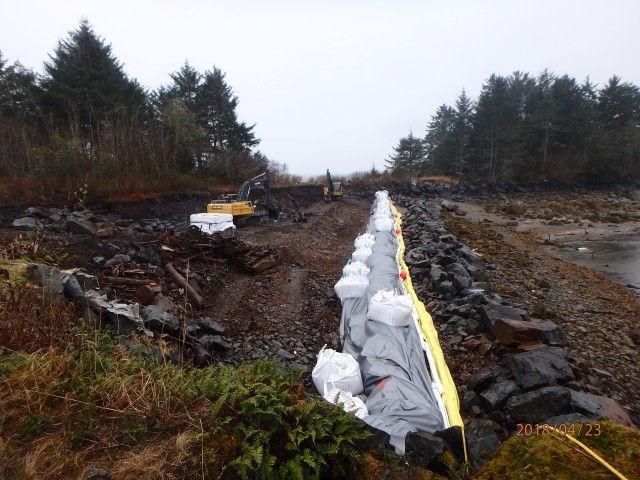 Excavating and Bagging Landfill Material at Virublennoi Landfill-Facing South