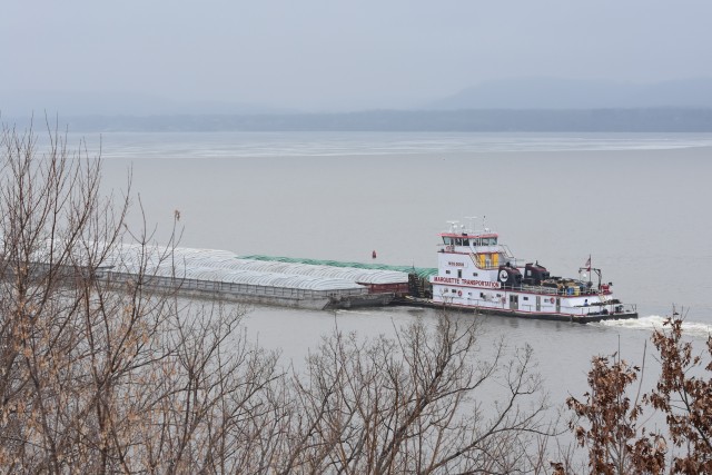 The Motor Vessel Miss Doris pushes 12 barges up the Upper Mississippi River in Wabasha, Minnesota, March 18. The tow is the first vessel of the 2020 navigation season to reach Lake Pepin.
...