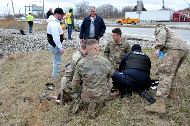 Ohio National Guard Soldiers rescue car crash victim