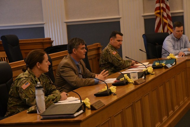 Fort Drum and 10th Mountain Division (LI) officials met with tri-county leaders March 25 to discuss ongoing efforts to combat the spread of Coronavirus (COVID-19) while keeping an open dialogue to support one another through the pandemic. (Photo...