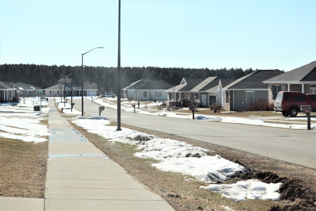 Single family homes are shown March 4, 2020, at the South Post Housing area at Fort McCoy, Wis. There are currently 113 homes in the area, with another seven under construction. (U.S. Army Photo by Scott T. Sturkol, Public Affairs Office, Fort...