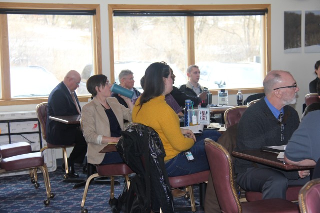 Members of the Wisconsin Inter-Service Family Assistance Committee (ISFAC) speak at the March 5 meeting held at Fort McCoy's Whitetail Ridge Ski Area Chalet. The Wisconsin ISFAC is a military/community cooperative partnership that allows service...