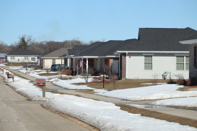 Single family homes are shown March 4, 2020, at the South Post Housing area at Fort McCoy, Wis. There are currently 113 homes in the area, with another seven under construction. (U.S. Army Photo by Scott T. Sturkol, Public Affairs Office, Fort...