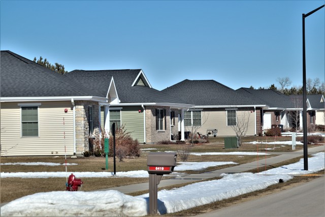 Single family homes are shown March 4, 2020, at the South Post Housing area at Fort McCoy, Wis. There are currently 113 homes in the area, with another seven under construction. (U.S. Army Photo by Scott T. Sturkol, Public Affairs Office, Fort...