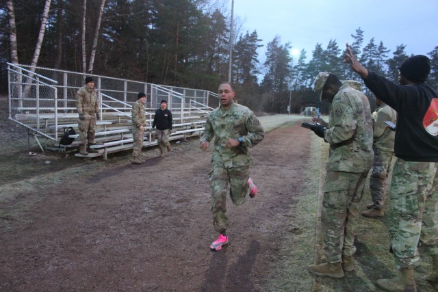 U.S. Sustainment Soldiers, assigned to the 2d Regimental Support Squadron, 2d Cavalry Regiment, compete in the regimental Best Sustainer Competition in Vilseck, Germany, on March 10, 2020.  The Soldiers planned, resourced and hosted the inaugural iteration of this competition, in which logistical troops from across the regiment participated. (U.S. Army photo by 1st Lt. Connor Coombes)