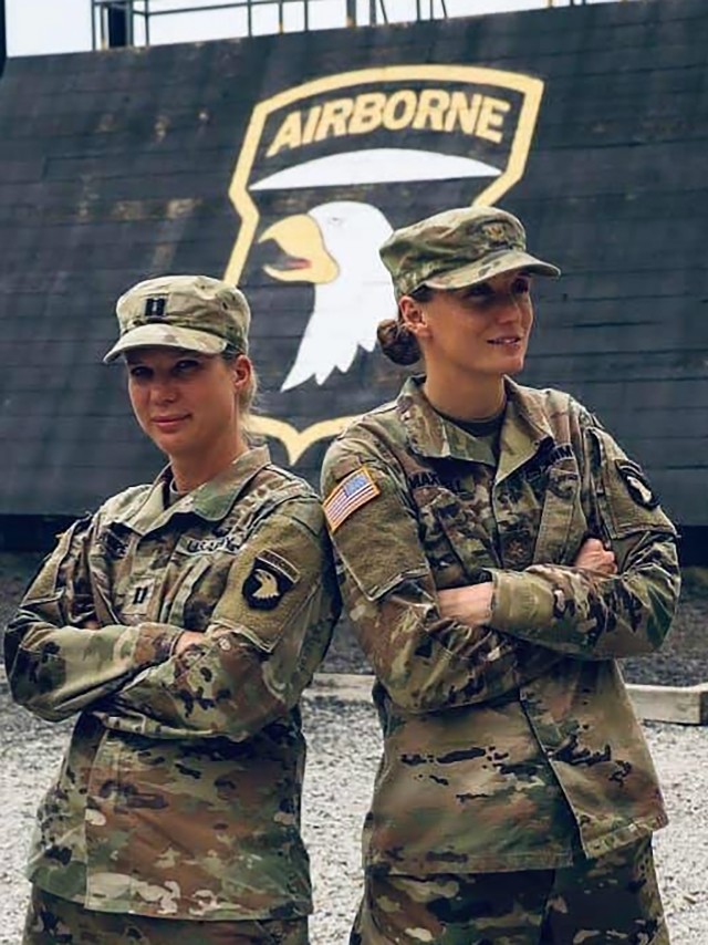 Maj. Kimberley Maxwell, poses for a photo with Capt. Lisa Kasper, a Brigade Nurse, during her time as brigade surgeon with 3rd Brigade Combat Team, 101st Airborne Division at Fort Campbell, Kentucky.  Maj. Maxwell&#39;s experiences with the Rakkasans prepared her to take on the role as an Advisor with the 5th Security Force Assistance Brigade at Joint Base Lewis McChord, Washington.