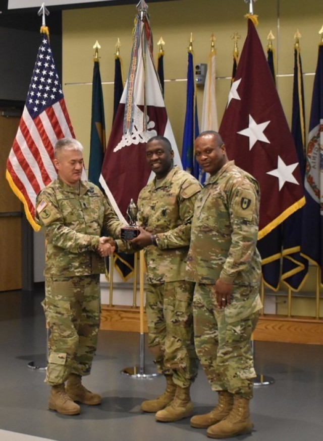 On Feb. 20, 2020, Lt. Gen. R. Scott Dingle (center), the Army Surgeon General, discussed what he learned from those who went before him and what Black History Month meant to him at the invitation of the 6th Medical Logistics Management Center...