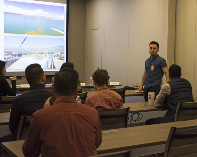 University of New Mexico student Jose Hernandez introduces himself during a STEM outreach event hosted by the U.S. Army Corps of Engineers-Albuquerque District at the USACE-Albuquerque District headquarters office, Feb. 20, 2020.