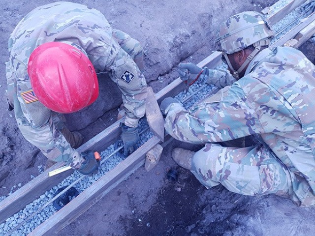 Soldiers with the 92nd Engineer Battalion, 3rd Infantry Division build a field March 2 where Soldiers can train on and conduct the new Army Combat Fitness Test on Fort Stewart.