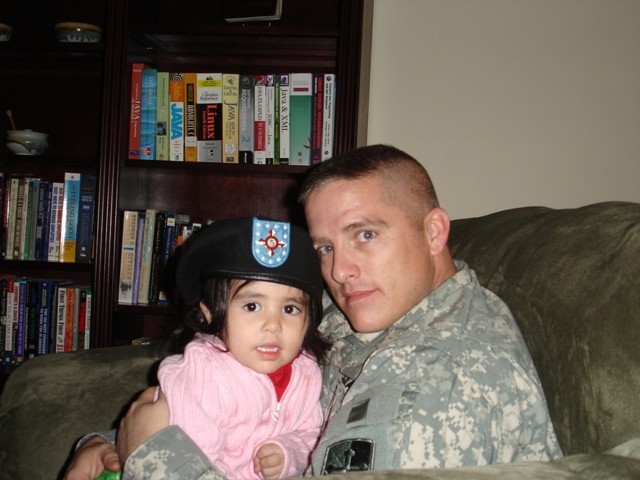 Sgt. 1st Class Collin J. Bowen poses for a photo with his daughter, Gabriela. Bowen died on March 14th, 2008, from injuries sustained in Afghanistan on Jan. 2, 2008.        