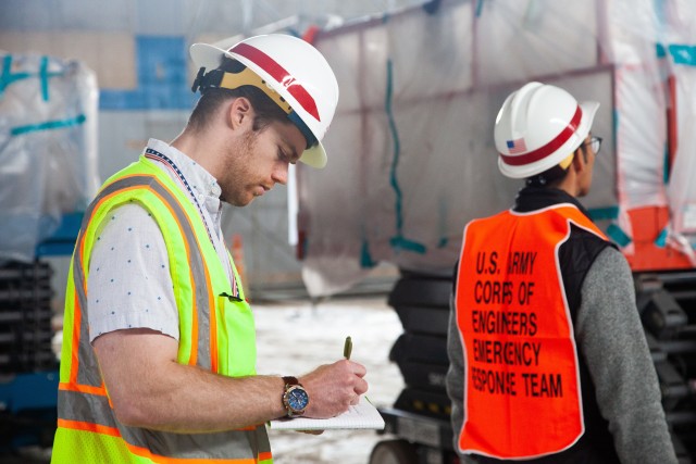 Tim Geiger, a mechanical engineer with the U.S. Army Corps of Engineers Sacramento District, assesses a building for potential use as an Alternate Care Facility in Northern California, on March 31, 2020. USACE is supporting the state of California...