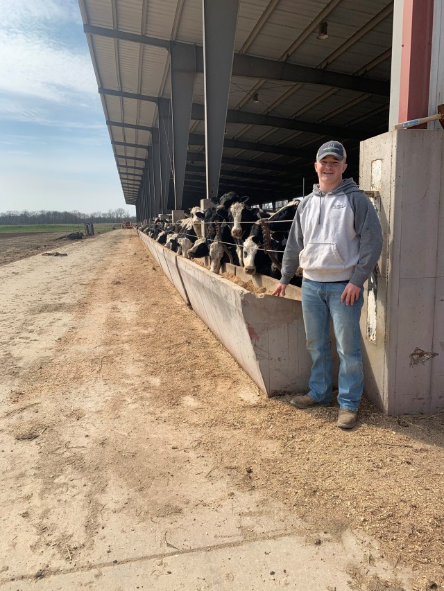 Class of 2023 Cadet Patrick Sherrod used his show and tell time to teach his classmates out the cattle farm his family owns in Illinois. They have 800-1,000 heads of beef cattle at any given time. (Photo courtesy of Patrick Sherrod).