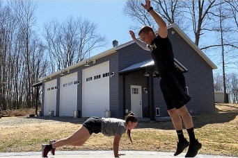 Cadets challenge themselves, each other physically at home