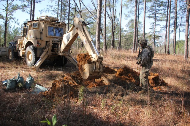Photo Caption: Soldiers from the 861st Engineer Support Company, Rhode Island National guard, participate in TF Spartan as part of a Rotation Augmentation Support package, Jan. 9-29, 2020, at the Joint Readiness Training Center on Fort Polk, La....