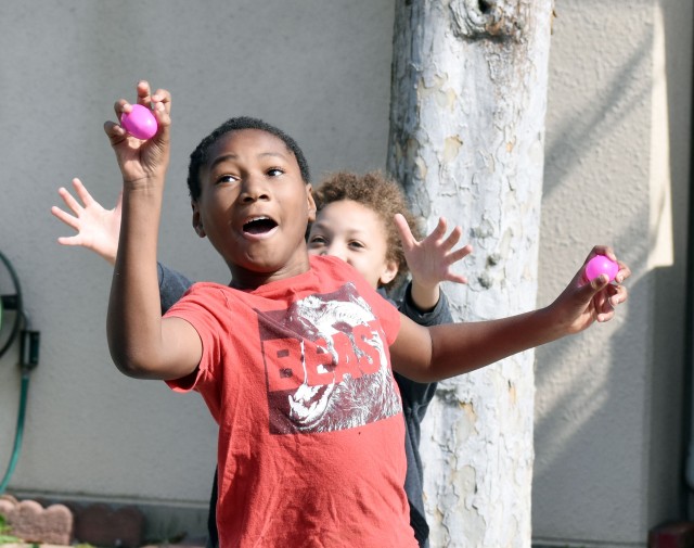 Camp Zama Easter Egg Sling models fun, safe behavior