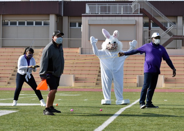 Camp Zama Easter Egg Sling models fun, safe behavior