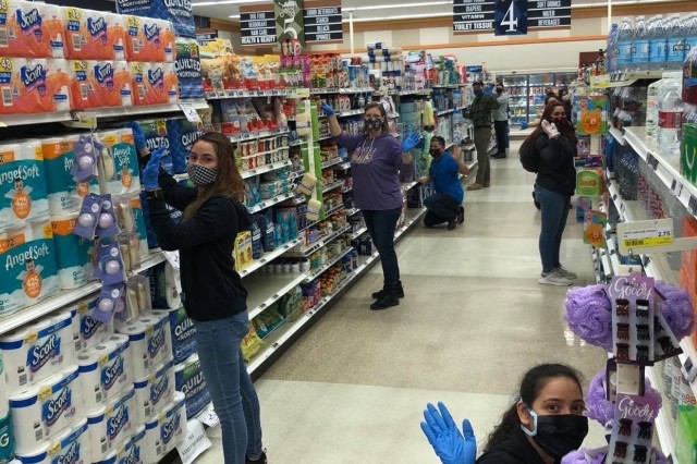 Employees of the Fort Greely Commissary continue to provide a mission essential service to patrons while complying with social distancing guidelines outlined by the Center for Disease Control.