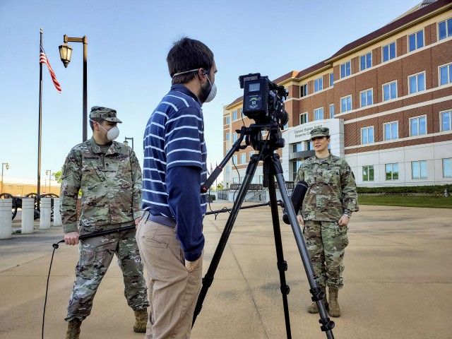 Brig. Gen. Dustin Shultz, the general officer in charge of operations for the U.S. Army Reserve Command, conducts an interview with Army Reserve Strategic Communications at Fort Bragg, N.C., April 11, 2020. Shultz talked about how the Army Reserve...