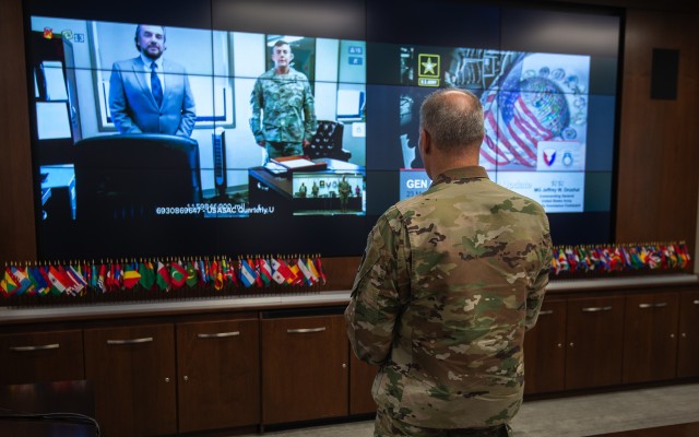 AMC Commander Gen. Gustave Perna receives a briefing on how USASAC is managing challenges and success while executing its foreign military sales mission Perna said U.S. allies and partners are key to the strategic approach in the National...
