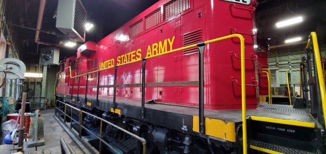 A U.S. Army train locomotive at the Radford Army Ammunition Plant was recently inspected to ensure equipment is maintained and operates safely during munition off-loading.