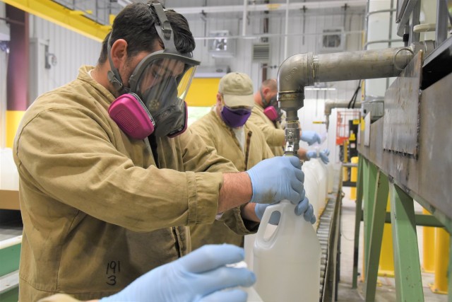 Employees at McAlester Army Ammunition in Oklahoma are using existing equipment to produce critically-needed hand sanitizer and distribute it to points of need in support of the whole-of-government response to COVID-19 while continuing to meet...