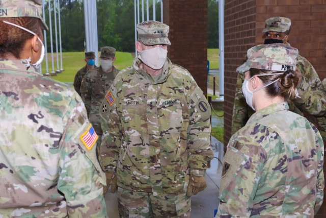 (FORT BENNING, Ga.)- Maj. Gen. Gary Brito, commanding general, Maneuver Center of Excellence, along with the Fort Benning senior leaders escorted Lt. Gen. Ted Martin, U. S. Army Training and Doctrine Command as he visits Fort Benning using social...