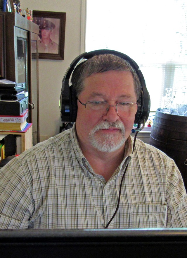 Robert Hamilton, U.S. Army Aviation and Missile Command SharePoint Team Leader, works from home, April 23, as the Army maximizes teleworking and other social distancing practices to help stop the spread of COVID-19.