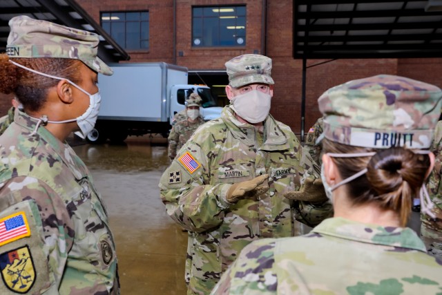 (FORT BENNING, Ga.)- Maj. Gen. Gary Brito, commanding general, Maneuver Center of Excellence, along with the Fort Benning senior leaders escorted Lt. Gen. Ted Martin, U. S. Army Training and Doctrine Command as he visits Fort Benning using social...