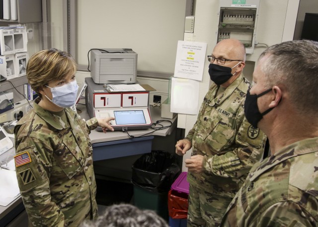 Landstuhl Regional Medical Center welcomed Brig. Gen. Paula Lodi, Army Medical Command's deputy chief of staff for operations, G-3/5/7, during a tour of operations at LRMC, April 28.