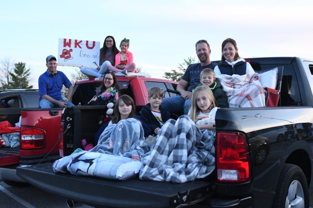 More than 150 carloads of patrons watched a drive-in movie May 1, 2020, created to honor this year’s graduating seniors. Projected onto a 40-foot inflatable screen, moviegoers were treated with popcorn, drinks and fun while parked in Fort Knox’s Main Exchange parking lot.