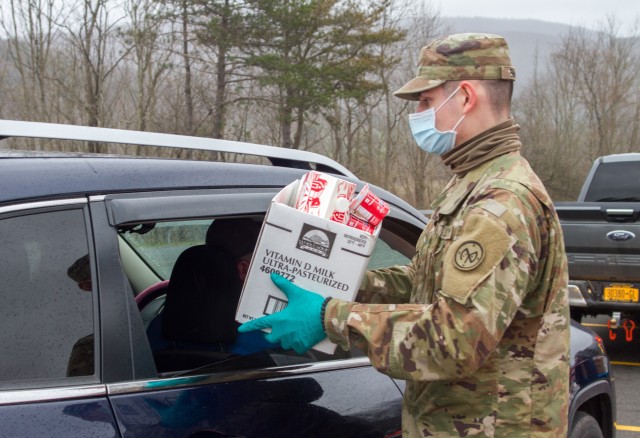 NY National Guard Soldiers aid at rural drive-thru dairy