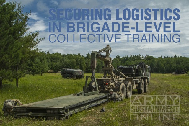 Iowa National Guard Soldiers with Headquarters and Headquarters Company, 334th Brigade Support Battalion, 2nd Infantry Brigade Combat Team, prepare to load a rack onto a Heavy High Mobility Truck fitted with a Load Handling System during an eXportable Combat Training Capability (XCTC) rotation at Camp Ripley, Minn., on July 17, 2019. XCTC provides an experience similar to a combat training center to National Guard Soldiers at home station or at a regional training center, minimizing cost and time away from home and jobs. (U.S. Army National Guard photo by Cpl. Ezequiel Ramirez)