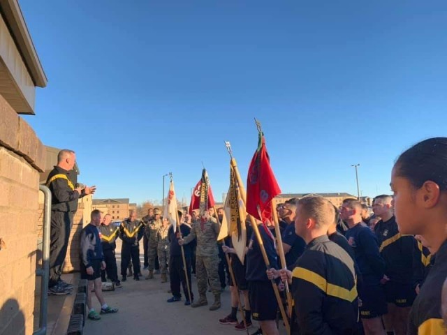 Chaplain (Maj.) Steven Love, chaplain for the 626th Brigade Support Battalion, 3rd Brigade Combat Team, 101st Airborne Division (Air Assault), speaks about resilience and character in leadership during morning formation November 2019. (Courtesy Photo)