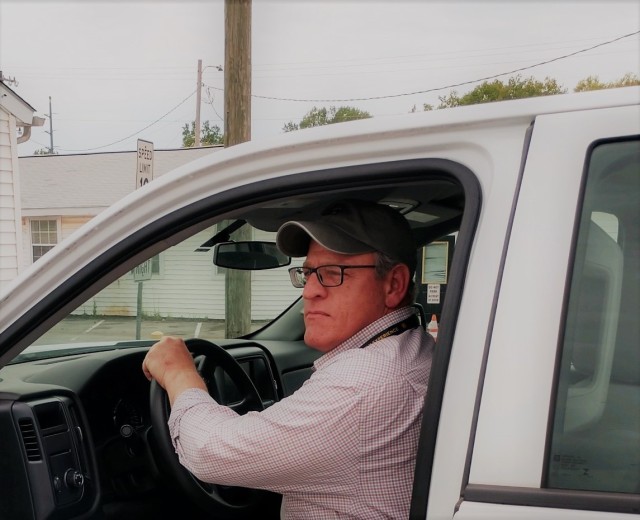 Patrick S. Zimmer, operations and maintenance branch chief for the Directorate of Public Works, goes on a call April 28. He is pulling double duty during the COVID-19 pandemic to help protect a coworker who is at high-risk to contract the virus.