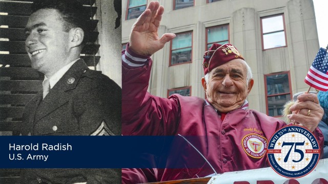 Harold Radish, a reconnaissance sergeant with the 90th Infantry Division during World War II, recalled the end of the war in Europe during an online V-E Day commemoration May 8, 2020.