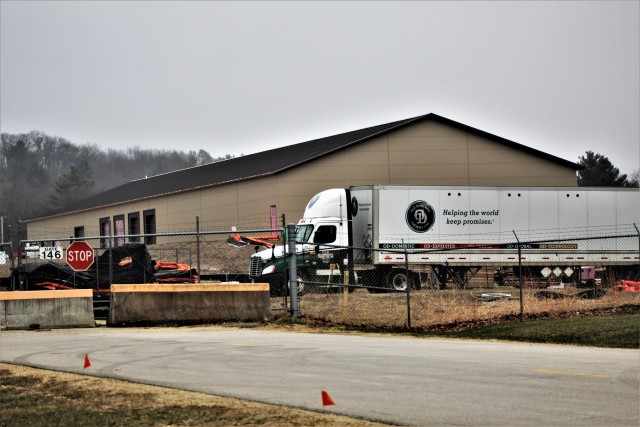 Contractors with Relyant Global LLC work on a new $7.03 million shipping, receiving, and mail freight facility April 23, 2020, at Fort McCoy, Wis. The contract for the project calls for the construction of a pre-engineered metal building that will...
