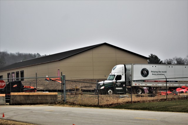 Contractors with Relyant Global LLC work on a new $7.03 million shipping, receiving, and mail freight facility April 23, 2020, at Fort McCoy, Wis. The contract for the project calls for the construction of a pre-engineered metal building that will...