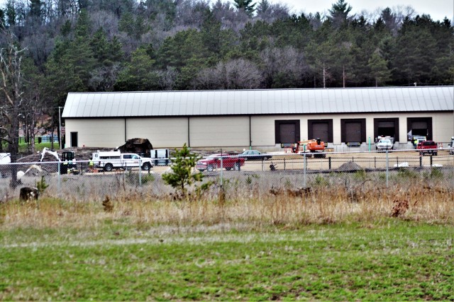 Contractors with Relyant Global LLC work on a new $7.03 million shipping, receiving, and mail freight facility April 29, 2020, at Fort McCoy, Wis. The contract for the project calls for the construction of a pre-engineered metal building that will...