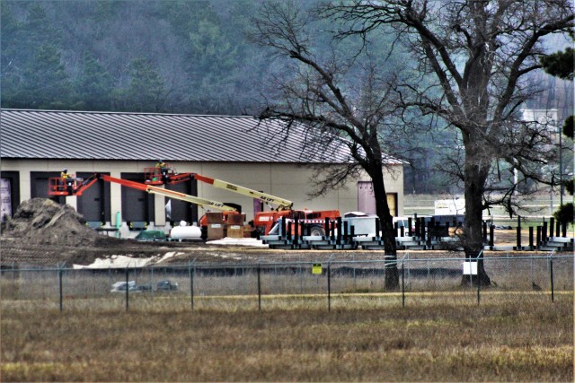 Contractors with Relyant Global LLC work on a new $7.03 million shipping, receiving, and mail freight facility April 23, 2020, at Fort McCoy, Wis. The contract for the project calls for the construction of a pre-engineered metal building that will...