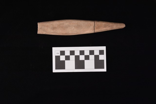 Fragments of a whetstone found at a Fort McCoy archaeological site are shown. Whetsones were used to sharpen knives and other tools. Photo contributed by the Colorado State University Center for Environmental Management of Military Lands