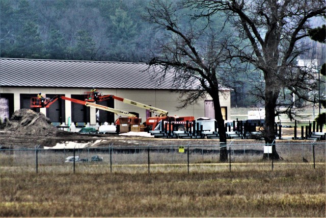 Contractors with Relyant Global LLC work on a new $7.03 million shipping, receiving, and mail freight facility April 23, 2020, at Fort McCoy, Wis. The contract for the project calls for the construction of a pre-engineered metal building that will...